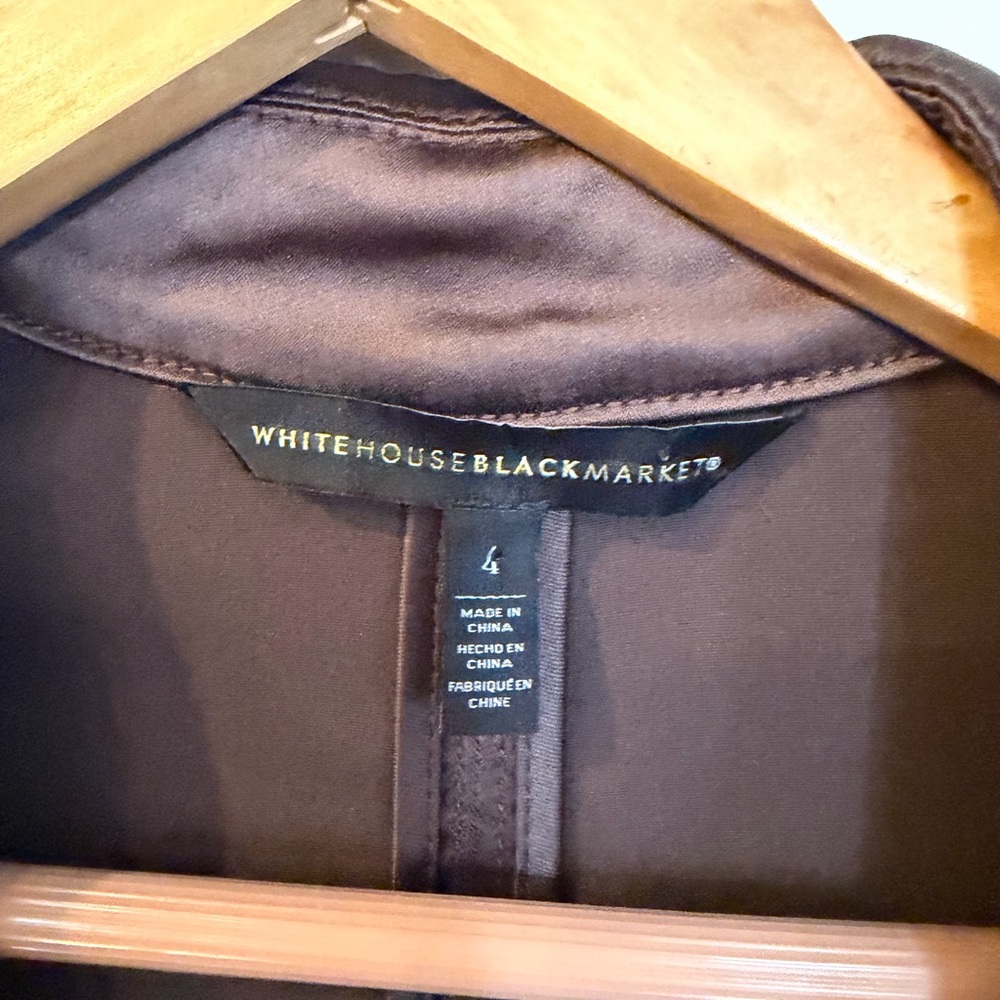 Chocolate Brown Trench Coat Satin White House Black Market Brown Size 4 - Picture 9 of 13